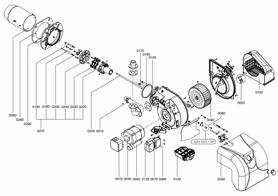 Горелка газовая Ecoflam MAX GAS 170 E P TC TW, 3146249