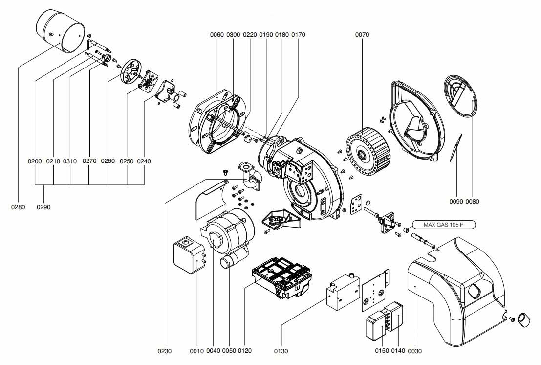 Горелка газовая Ecoflam MAX GAS 120 LN P TC HT TW VC230-50-60, 3144066